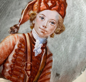 Antique Prussian Portrait Miniature of a Child, Russian or Hussar Uniform, Blond Blue-eyed Boy