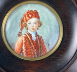 Antique Prussian Portrait Miniature of a Child, Russian or Hussar Uniform, Blond Blue-eyed Boy