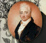 Antique Continental Portrait Miniature, c.1820-30, Blond Gentleman with Gray Eyes