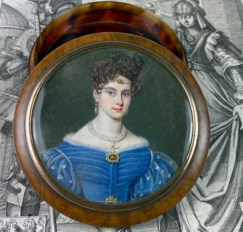 Antique French Portrait Miniature Snuff Box, Stunning Beauty, Jewelry, Signed GÉRARD - likely Jean-François GÉRARD