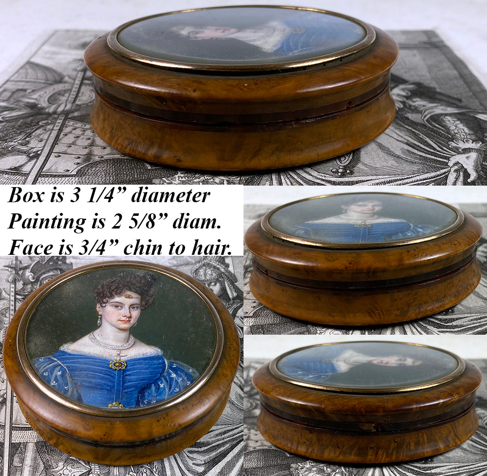 Antique French Portrait Miniature Snuff Box, Stunning Beauty, Jewelry, Signed GÉRARD - likely Jean-François GÉRARD