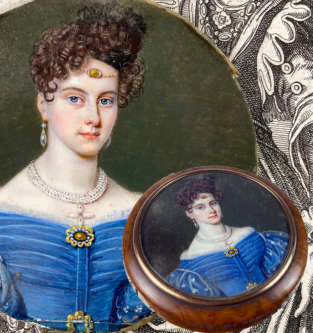 Antique French Portrait Miniature Snuff Box, Stunning Beauty, Jewelry, Signed GÉRARD - likely Jean-François GÉRARD
