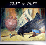 Antique French 22.5" x 19.5" Impressionist Oil Painting, Still Life, Signed by Artist, R. Picard - Nature Morte