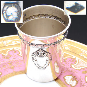 Antique French Sterling Silver Mint Julep or Wine Cup, Tumbler or "Timbale", Classical Laurel