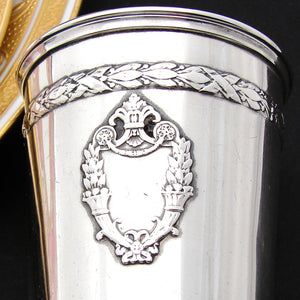 Antique French Sterling Silver Mint Julep or Wine Cup, Tumbler or "Timbale", Classical Laurel