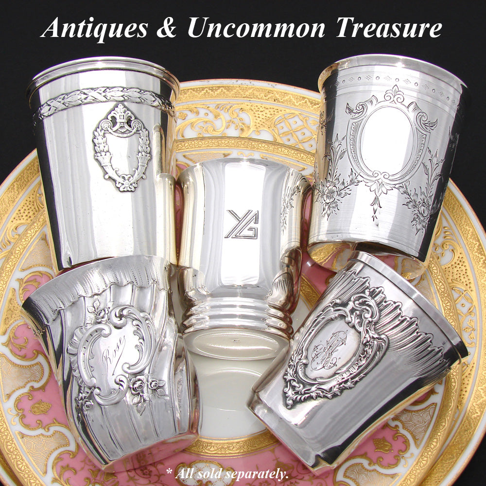 Antique French Sterling Silver Mint Julep or Wine Cup, Tumbler or "Timbale", Classical Laurel