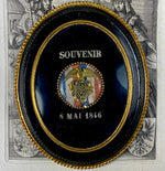 Antique French Napoleon III Framed Mourning Souvenir, Eagle and Monogram, 3 May, 1846