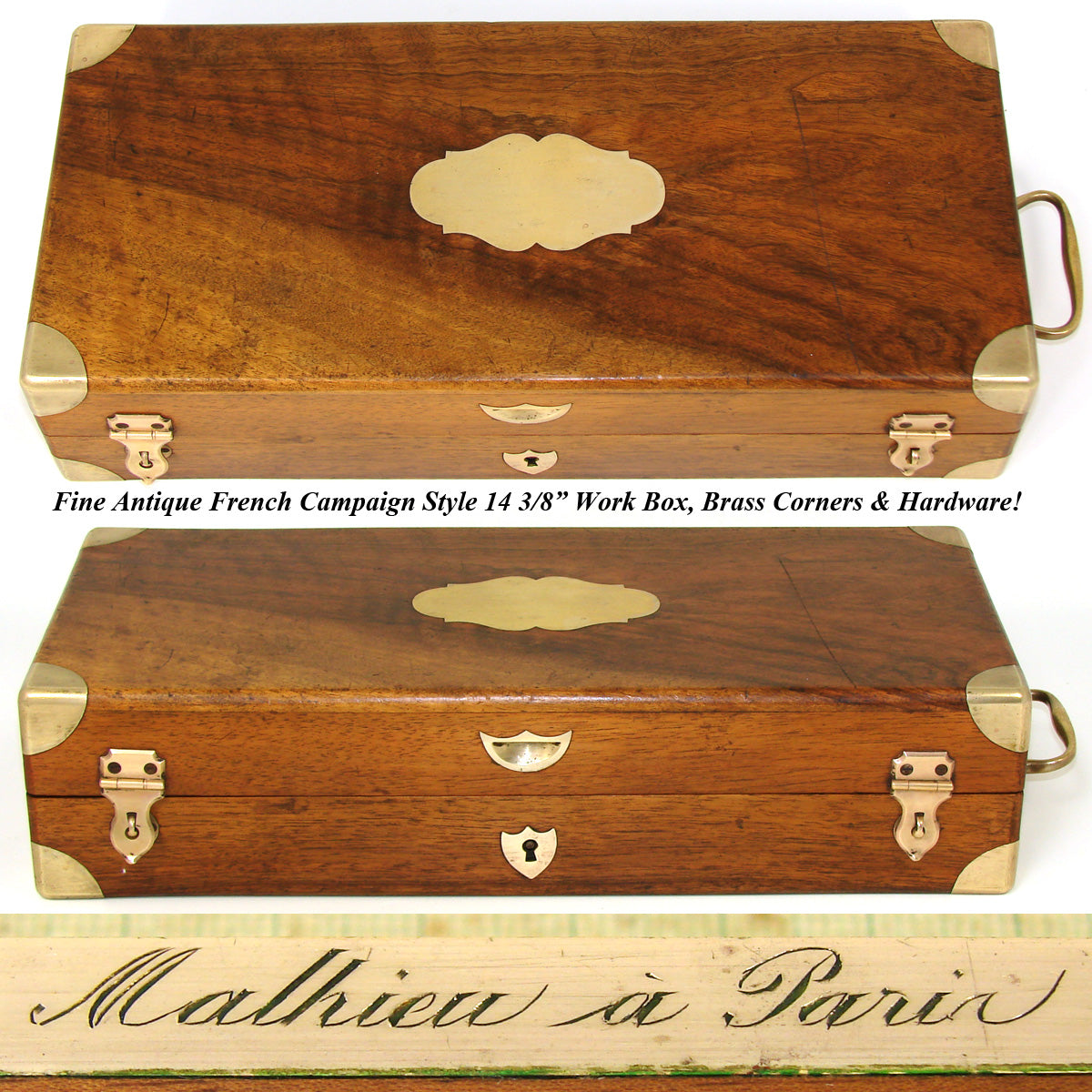 Antique French "Mathieu a Paris" Marked Campaign Style Box, Science or Surgical Case