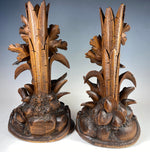 Big 13" Tall HC Antique Swiss Black Forest Epergne Stand or Candle Holder Pair, Birds - Lamp