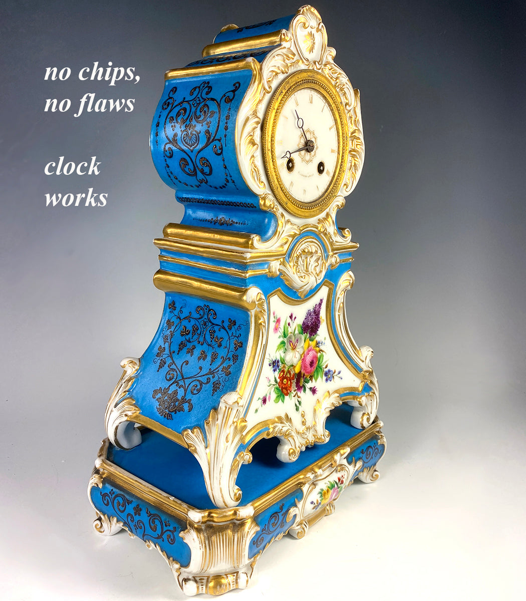 Superb Antique French Old Paris Porcelain Mantel Clock and Plinth, 19t ...