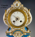 Superb Antique French Old Paris Porcelain Mantel Clock and Plinth, 19th c. After Louis XVI Style