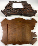 Antique Hand Carved French or Black Forest 10 3/8" x 8 5/8" Wall Frame, Floral and Ribbons