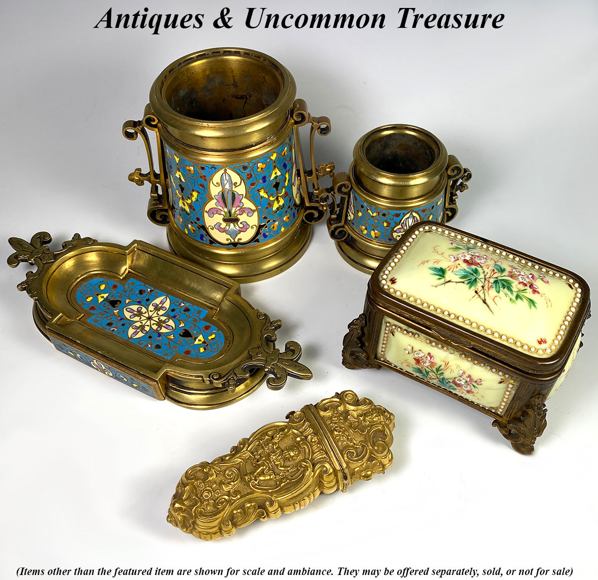 Antique French Kiln-fired Enamel Jewelry Box, Casket in Sevres or Bresse Enamel, Yellow