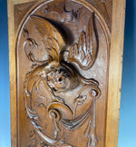 Antique French HC Wood 25" Cabinetry Panel, Sculpture, Neoclassical with Griffen Gryphon
