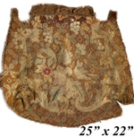 Antique French Petitpoint Tapestry 25" x 22" Panel to Make Opulent Throw Pillow or Chair Seat