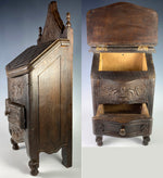 Charming Carved Wood French Country French 17.5" Tall Salt Box, Cabinet after 18th Century Style