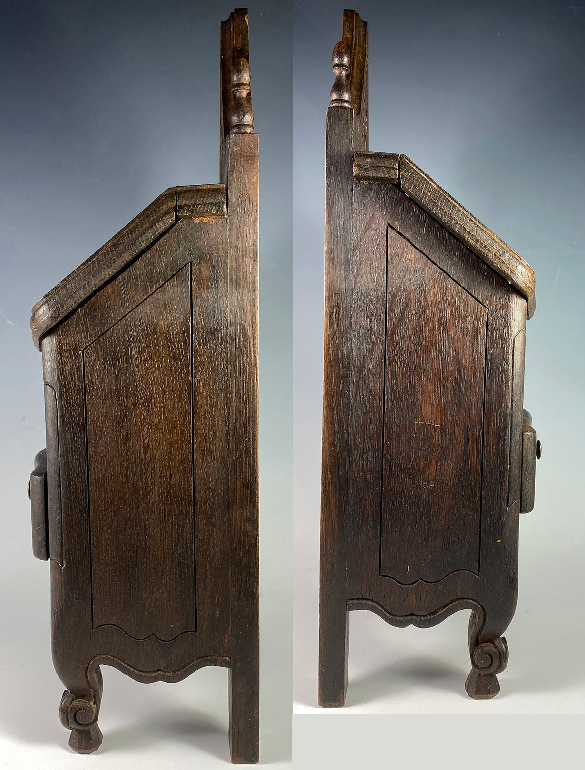 Charming Carved Wood French Country French 17.5" Tall Salt Box, Cabinet after 18th Century Style