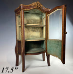 Antique French 17.5" Tall 10.5" Wide Doll Size Vitrine, Display Case, Apprentice Miniature