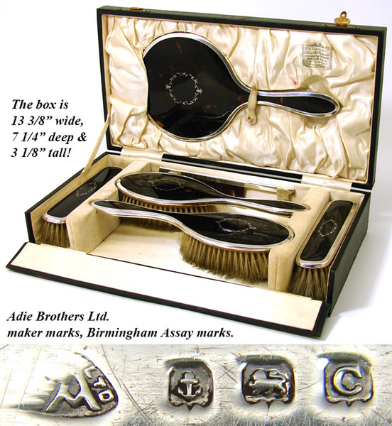 silver and tortoiseshell dressing table set Antiques Atlas