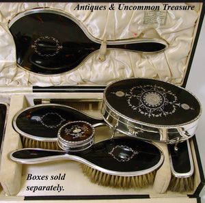 antique silver dressing table set Sterling Silver and Enamel Dressing Set / Dressing Table / Vanity Set 1924 Large