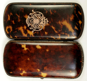 Fine Antique Tortoise Shell Cigar Case, French Tortoiseshell Pique, EC