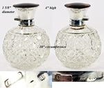 Antique English Sterling Silver and Tortoise Shell Cap 4" Cut Crystal Perfume Bottle