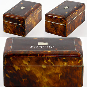 Antique Tortoise Shell Jewelry Box, Casket, Caddy with Lift-out Tray - Tortoiseshell