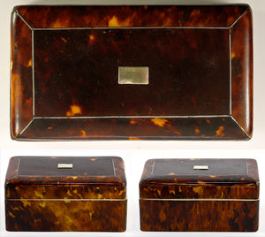 Antique Tortoise Shell Jewelry Box, Casket, Caddy with Lift-out Tray - Tortoiseshell