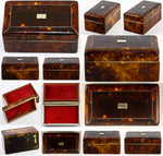 Antique Tortoise Shell Jewelry Box, Casket, Caddy with Lift-out Tray - Tortoiseshell