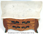 Antique French Apprentice Made Miniature Doll Bombe Chest, Dresser w/ Marble Top