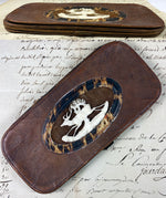 Antique Victorian Era Cigar or Spectacles Case, Purse, Carved Stag in Antler, Tortoise Shell