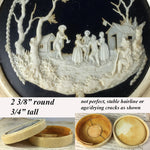 Very RARE c.1700s Dieppe Masterpiece, Tiny Carved Villagers, Ivory Snuff Box