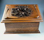 Antique Hand Carved Wood Black Forest 10.5" Floral Jewelry Box or Cigar Presenter, EC