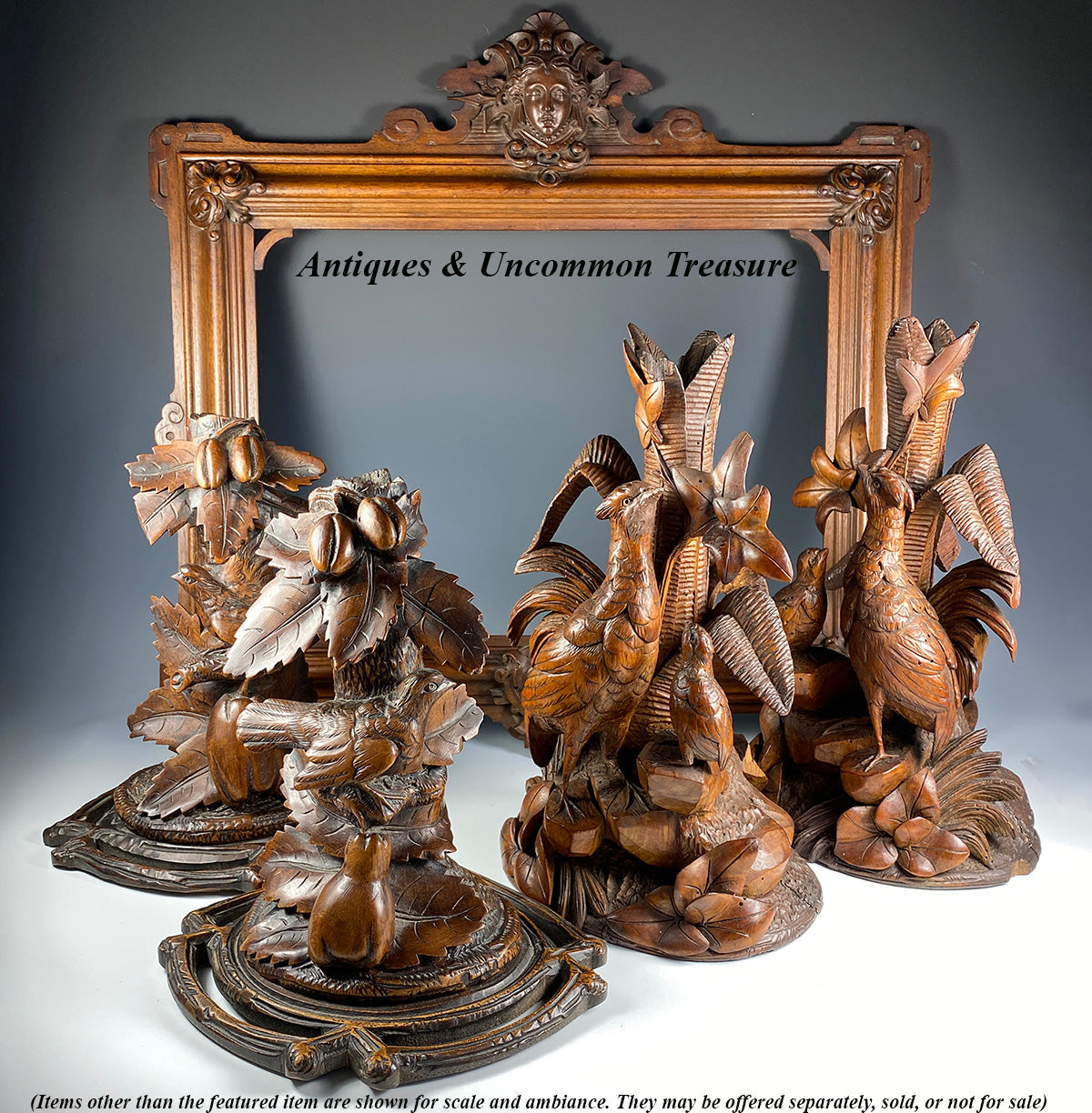 Antique HC Black Forest (Swiss) Candle Holder or Epergne, Perfect for Lamps at 11+" Tall, Birds