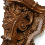 Antique Victorian Era Carved Oak 15" Wall or Bracket Shelf, Neo-Renaissance Style Jester Figure