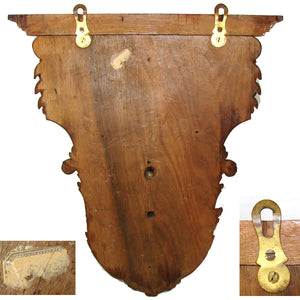 Antique Victorian Era Carved Oak 15" Wall or Bracket Shelf, Neo-Renaissance Style Jester Figure