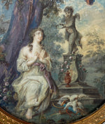 Antique French Miniature Painting, GREUZE c.1769, "Votive Offering to Cupid", Romantic Era (1700s) Portrait, 16k Frame