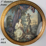 Antique French Miniature Painting, GREUZE c.1769, "Votive Offering to Cupid", Romantic Era (1700s) Portrait, 16k Frame