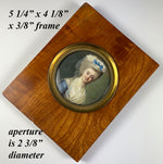 Antique c.1770-80s French Portrait Miniature of a Woman, King Louis XVI, Marie-Antoinette Era in Frame