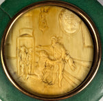 Antique French Shagreen Table Snuff, Carved Ivory Portrait Miniature Interior Set in Top, c.1800