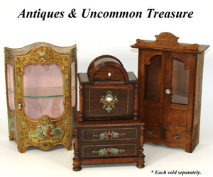 Charming Antique French Art Nouveau Style Miniature Armoire or Hutch, Doll Sized