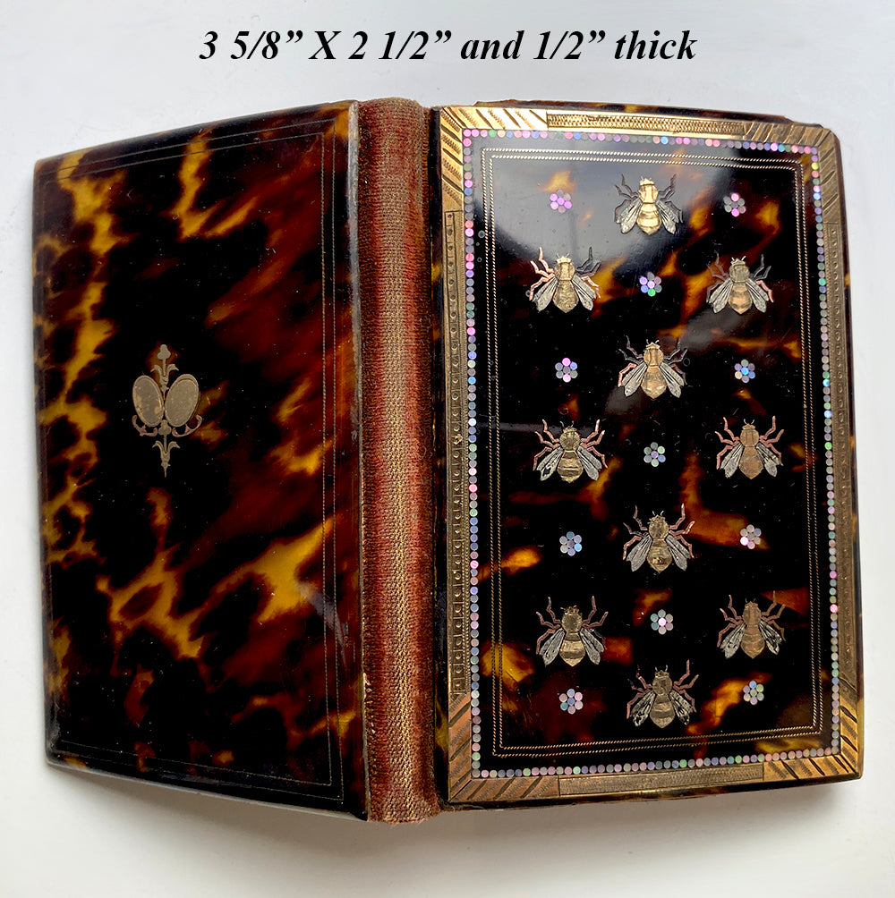 RARE c.1805 Antique French Necessaire, Carnet du Bal in Tortoise Shell, Napoleon Bees