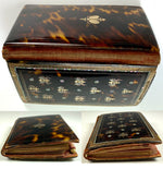 RARE c.1805 Antique French Necessaire, Carnet du Bal in Tortoise Shell, Napoleon Bees