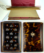 RARE c.1805 Antique French Necessaire, Carnet du Bal in Tortoise Shell, Napoleon Bees