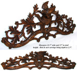 Antique Black Forest Carved 32.5" Wall-Mount Hat & Coat or Riding Crop & Leash Rack, Leaves, Bird & Nest