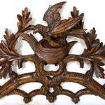 Antique Black Forest Carved 32.5" Wall-Mount Hat & Coat or Riding Crop & Leash Rack, Leaves, Bird & Nest