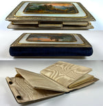 Antique French Necessaire, Carnet du Bal, Eglomise Painting set into Mother of Pearl, c.1840-70