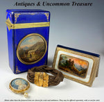 Antique French Necessaire, Carnet du Bal, Eglomise Painting set into Mother of Pearl, c.1840-70