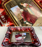 Antique French Limoges Kiln-fired Enamel Portrait Card Tray, Camille Fauré, CF Signed Masterpiece, 6.25" x 5"
