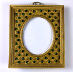 Exceptional Antique French Jeweled Frame, Dore Bronze, Easel Back, Loop, 52 Cabochons